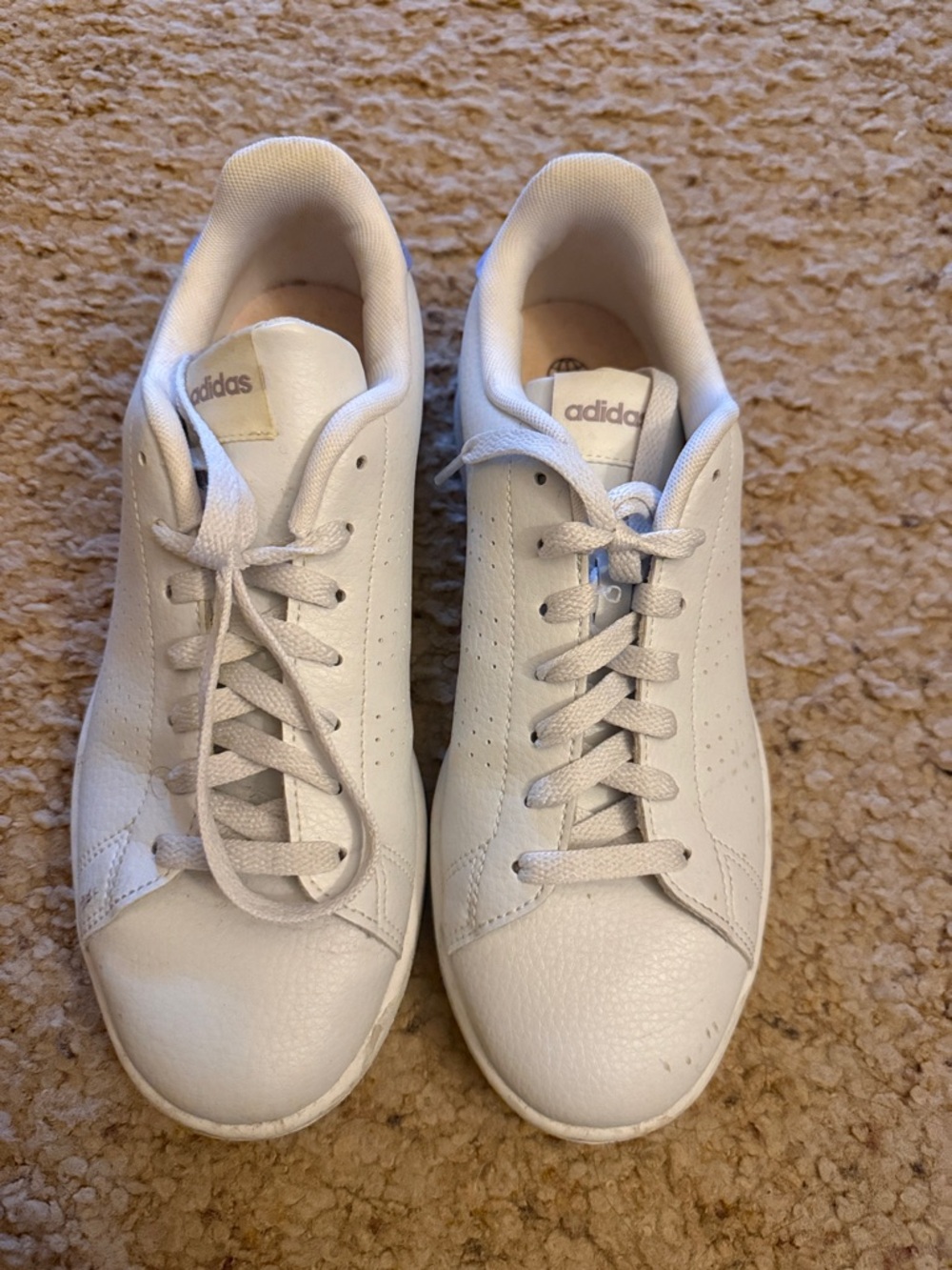 adidas Women’s White Low-Top Leather Sneakers with lavender details